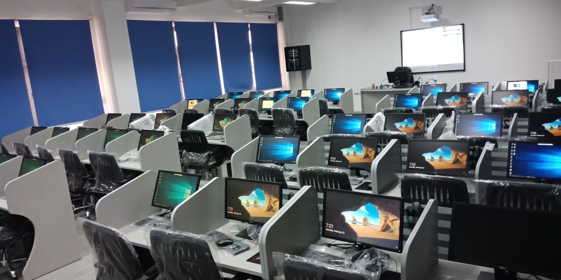 Modern PC lab with projector